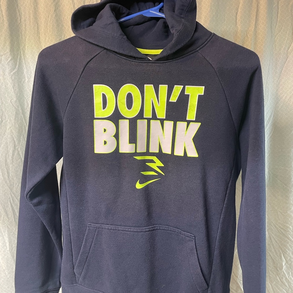 Nike Dark Blue Hoodie with Bright Yellow Accent
